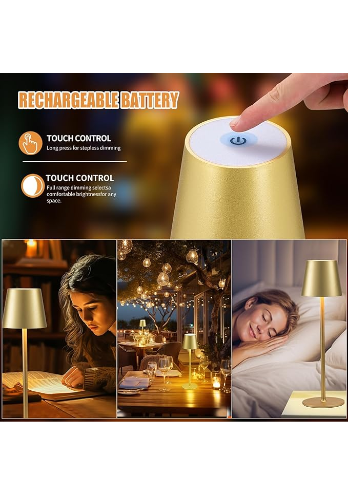 Lampă de Masă LED Reîncărcabilă, Design Minimalist culoare Gold VZGJ [2]