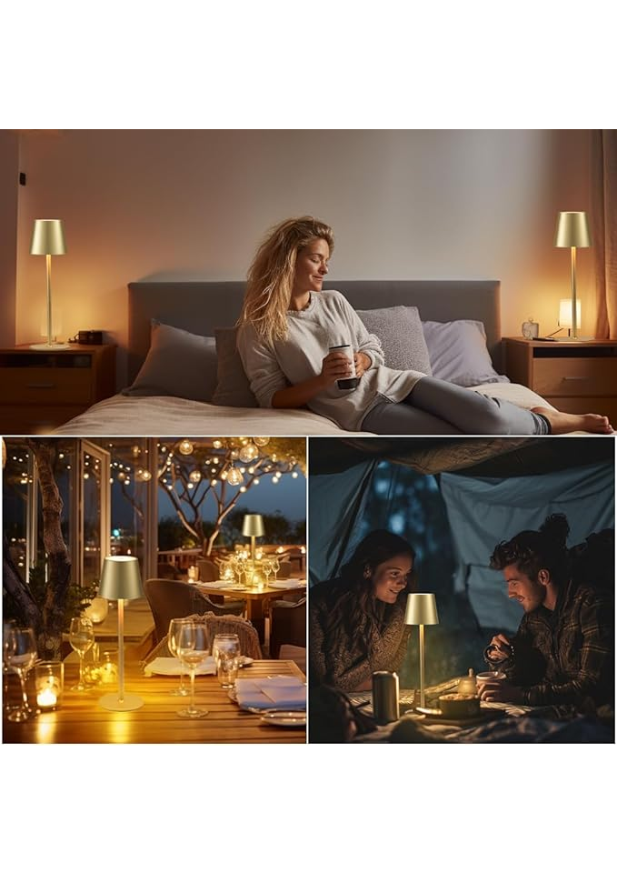 Lampă de Masă LED Reîncărcabilă, Design Minimalist culoare Gold VZGJ [5]