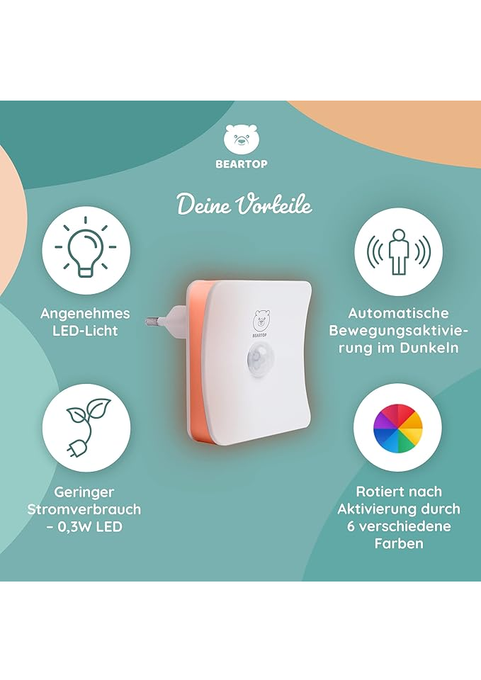 Lampă de Noapte cu Senzor de Mișcare, pentru camera copiilor, BEARTOP - 29Q7 [3]