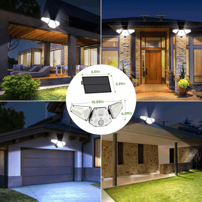 Lampa solara LED Gobikey SL113, cu senzor de miscare, 4W, 113 Leduri, lumina alba rece, acumulator 2200 mAh 3.7V, IP65 [2]