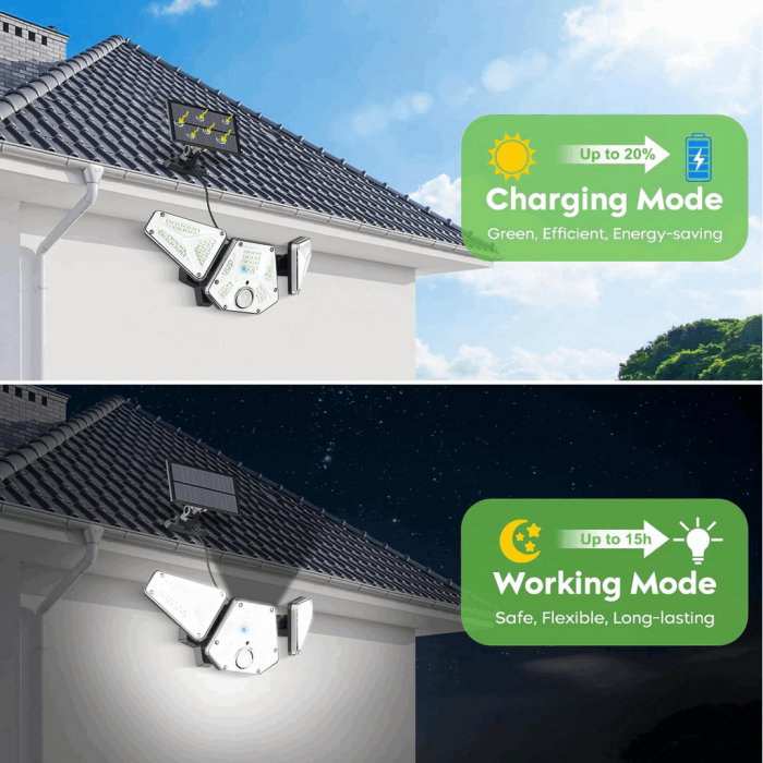Lampa solara LED Gobikey SL113, cu senzor de miscare, 4W, 113 Leduri, lumina alba rece, acumulator 2200 mAh 3.7V, IP65 [4]