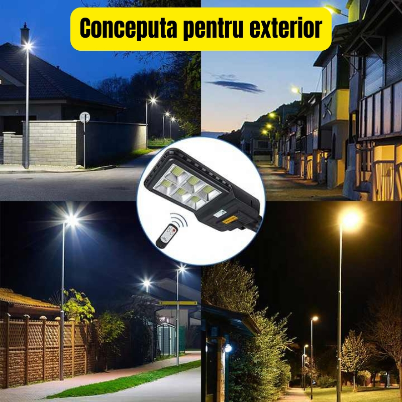 Lampa Stradala Solara 300W, Autonomie 10-12 Ore, Rezistenta la Intemperii, Iluminare Puternica pentru Spatii Exterioare, Clasa Energetica A, 53 x 25 cm [4]