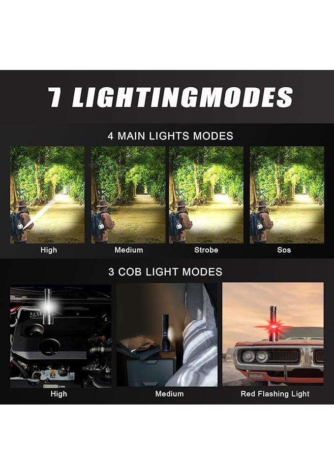 Lanterna LED Reîncărcabilă 300000 Lumeni, Zoom, 7 Moduri de luminare [2]