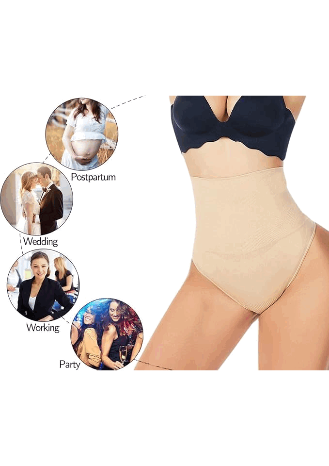 Lenjerie Modelatoare tip Tanga, Talie Înaltă, Bej,Weisangmi, 3XL, AFLL [4]