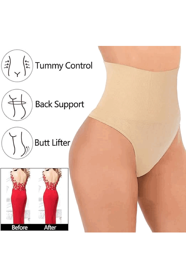 Lenjerie Modelatoare tip Tanga, Talie Înaltă, Bej,Weisangmi, 3XL, AFLL [2]
