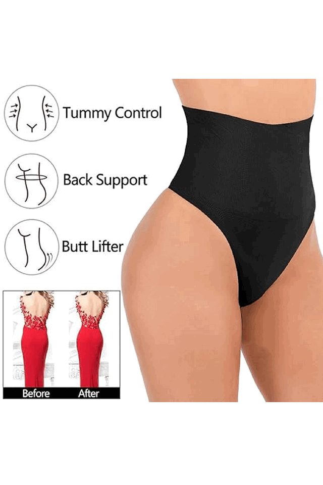 Lenjerie Modelatoare tip Tanga, Talie Înaltă, negru,Weisangmi [2]