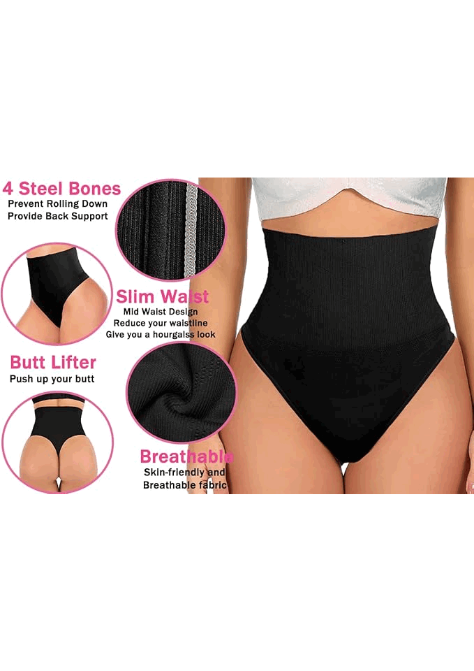 Lenjerie Modelatoare tip Tanga, Talie Înaltă, negru,Weisangmi [3]