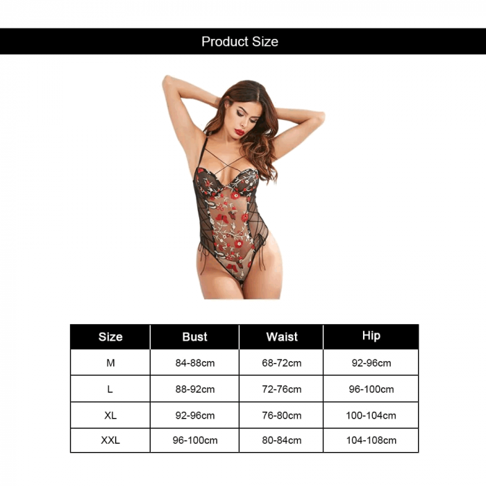 Lenjerie sexy tip body, decolteu v adanc din dantela KOEMCY, marime M [5]
