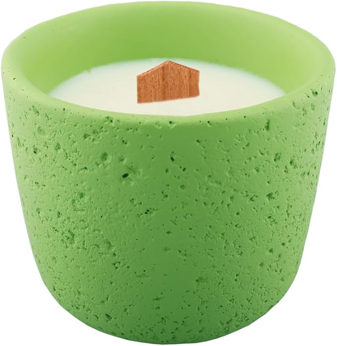 Lumânare Parfumată Handmade INJUNE, Bergamotă și Pin, 250g, Fitil din Lemn, Ceașcă Verde din Sticlă, Timp de Ardere 60h [2]