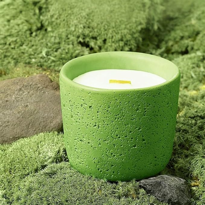 Lumânare Parfumată Handmade INJUNE, Bergamotă și Pin, 250g, Fitil din Lemn, Ceașcă Verde din Sticlă, Timp de Ardere 60h [5]