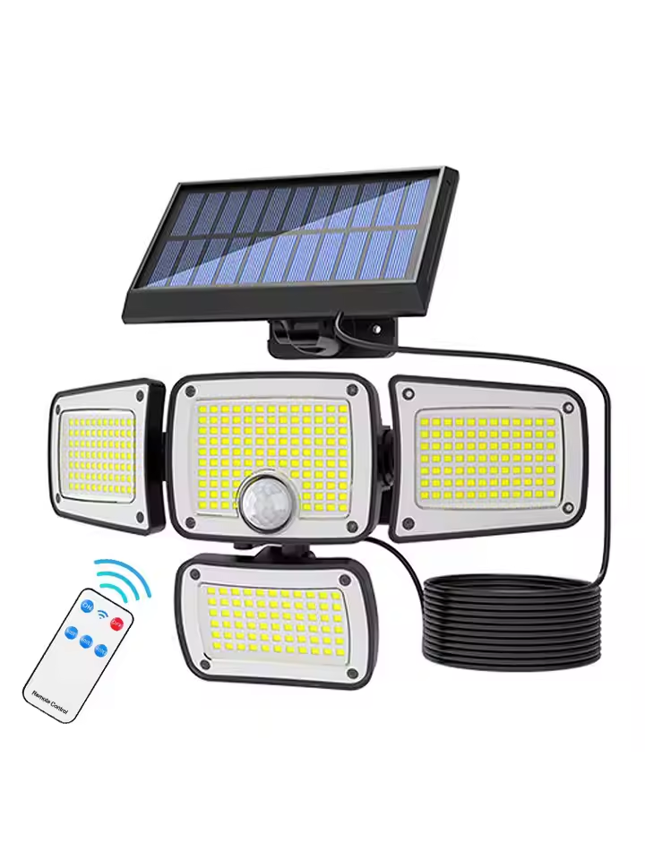 Lumină Solară LED cu Senzor de Mișcare și Telecomandă, 4 Panouri Reglabile, Încărcare Solară Eficientă [1]