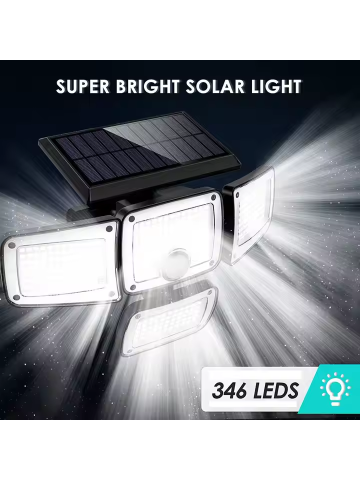 Lumină Solară LED cu Senzor de Mișcare și Telecomandă, 4 Panouri Reglabile, Încărcare Solară Eficientă [2]