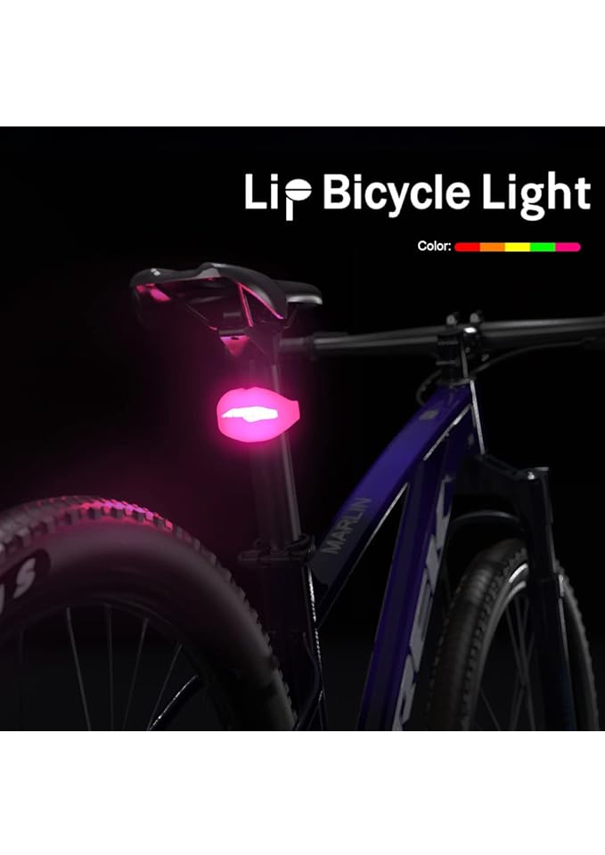 Lumină Stop Bicicletă în Formă de Buză, USB Reîncărcabilă, Rezistentă la Apă și Vizibilitate de 180° [2]