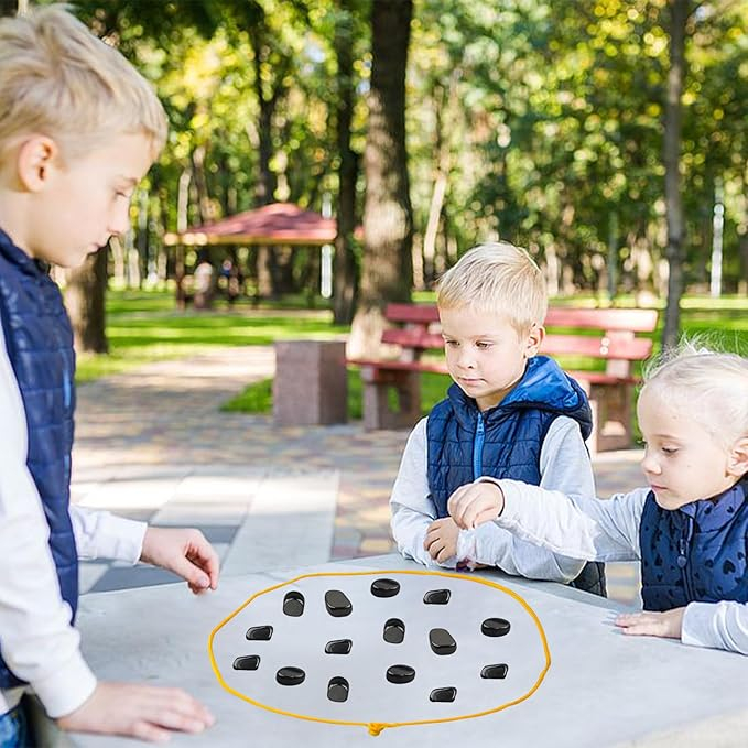 Magnetic Chess Game cu 20 de Magneți, Joc de Strategie cu Pietre Magnetice, Tablă cu Compartiment din Burete și Sfoară, Set Interactiv pentru Copii și Adulți [2]