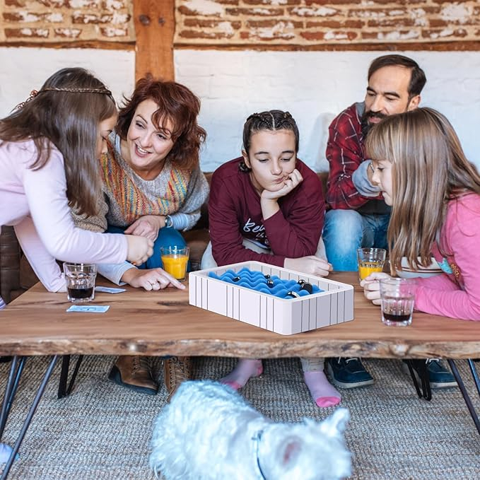 Magnetic Chess Game cu 20 de Magneți, Joc de Strategie cu Pietre Magnetice, Tablă cu Compartiment din Burete și Sfoară, Set Interactiv pentru Copii și Adulți [7]