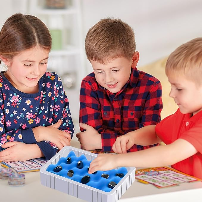 Magnetic Chess Game cu 20 de Magneți, Joc de Strategie cu Pietre Magnetice, Tablă cu Compartiment din Burete și Sfoară, Set Interactiv pentru Copii și Adulți [4]