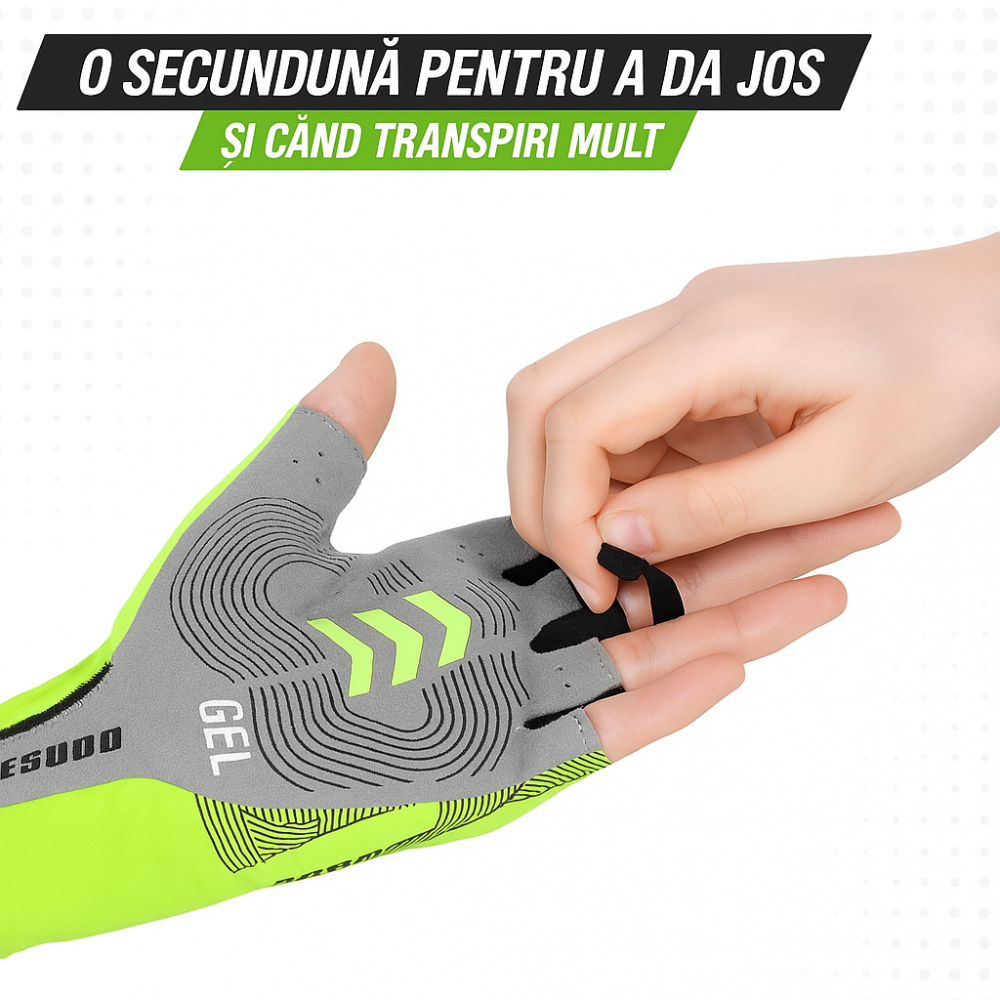 Mănuşi Ciclism BESUDO Reflectorizante, Compatibile cu Smartwatch, Confort Maxim şi Design Modern, galben neon [2]