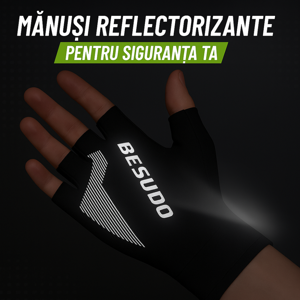 Mănuşi Ciclism BESUDO Reflectorizante, Compatibile cu Smartwatch, Confort Maxim şi Design Modern, negru, marime L [3]