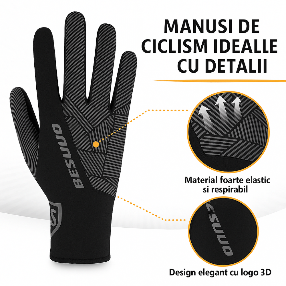 Manusi Ciclism, Confort, Siguranta si Functionalitate pentru Barbati si Femei, Besudo, negru [4]