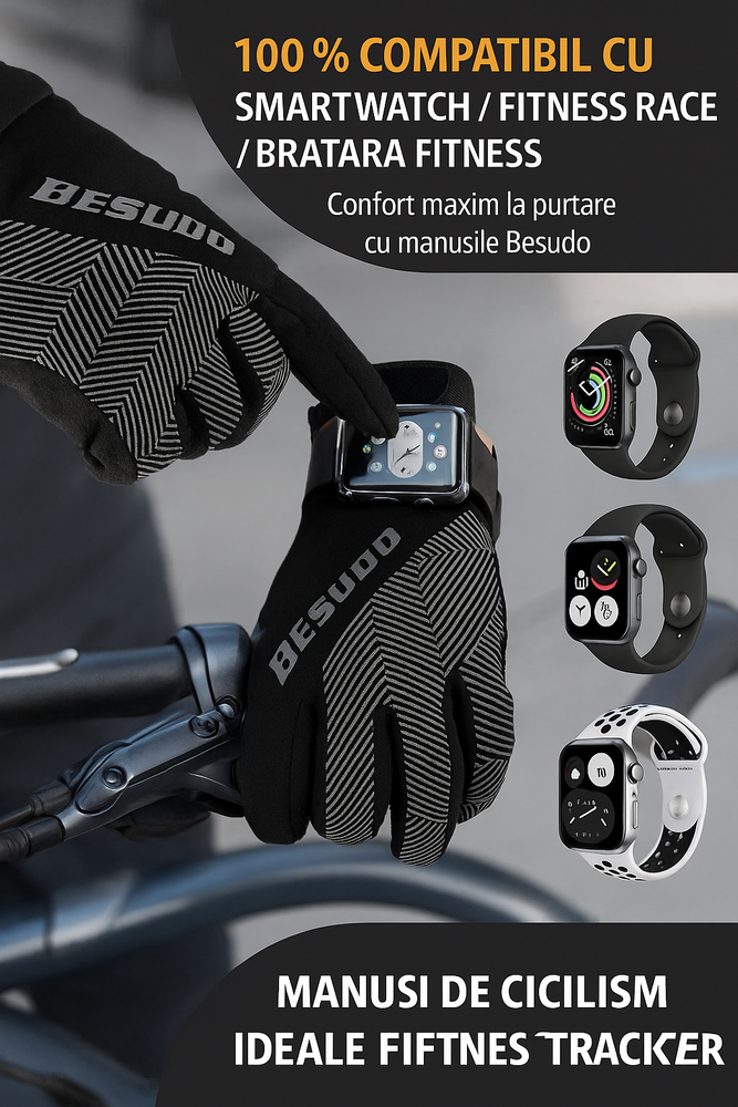 Manusi Ciclism, Confort, Siguranta si Functionalitate pentru Barbati si Femei, Besudo, negru [6]