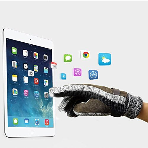 Mănuși de Iarnă Bărbați YULOONG, Touchscreen, Antiderapante, Căptușeală Fleece, Design Elegant din Piele de Porc, Maro [6]