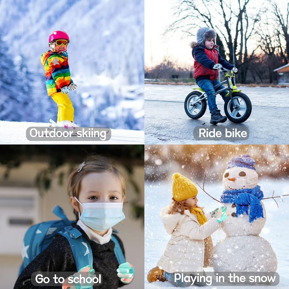 Mănuși de iarna pentru Copii, Impermeabile, Călduroase și Antivânt, Ideale pentru Schi, Snowboard, Patinaj, Alergare și Ciclism, albastre, 4-7 Ani [5]