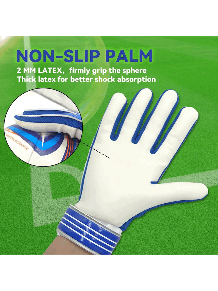 Manusi de Portar, WECDOIT, pentru Fotbal, Copii, Reglabile, Protectie multipla degete, Palma Anti - Alunecare, Rezistente la uzura, marime 4, Albastru [4]