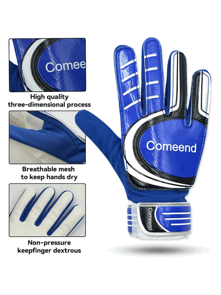 Manusi de Portar, WECDOIT, pentru Fotbal, Copii, Reglabile, Protectie multipla degete, Palma Anti - Alunecare, Rezistente la uzura, marime 4, Albastru [5]