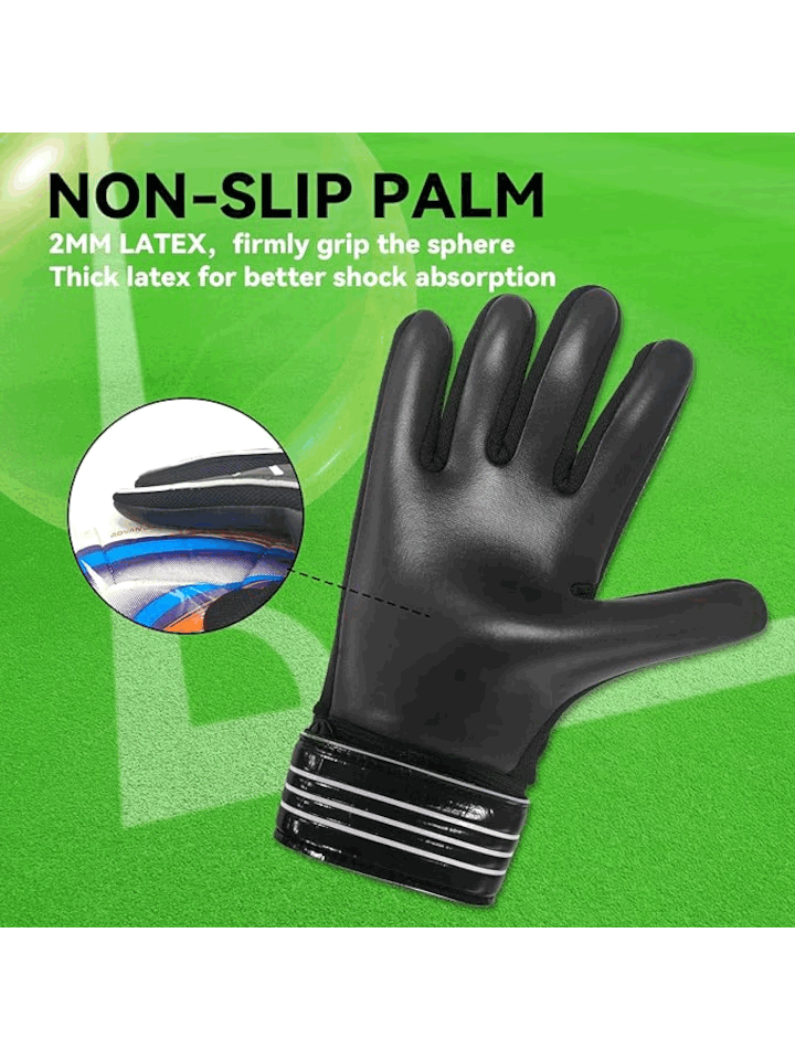 Manusi de Portar, WECDOIT, pentru Fotbal, Copii, Reglabile, Protectie multipla degete, Palma Anti - Alunecare, Rezistente la uzura, marime 5, Negru [3]