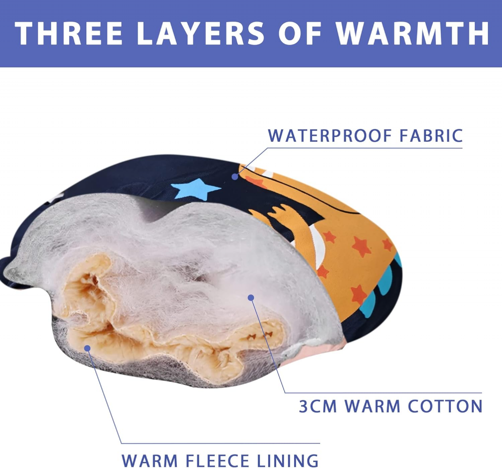 Manusi pentru copii, model cu un singur deget, manseta elastica si prindere reglabila, waterproof, imprimeu cu dinozaur, albastru, marime 6 – 12 ani [5]