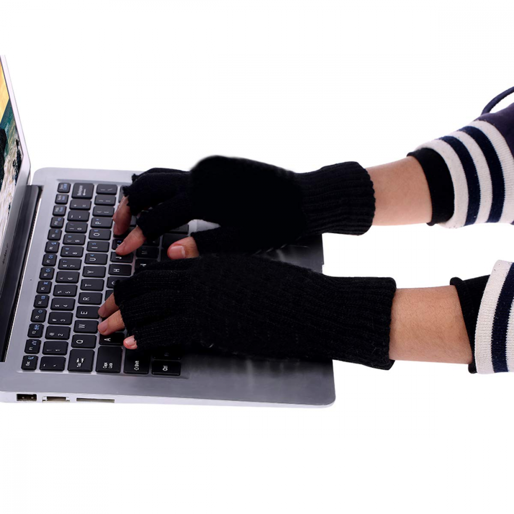 Mănuși Unisex pentru Femei și Bărbați, Încălzite USB, pentru Iarnă, pentru Laptop, Lavabile, Negre [6]
