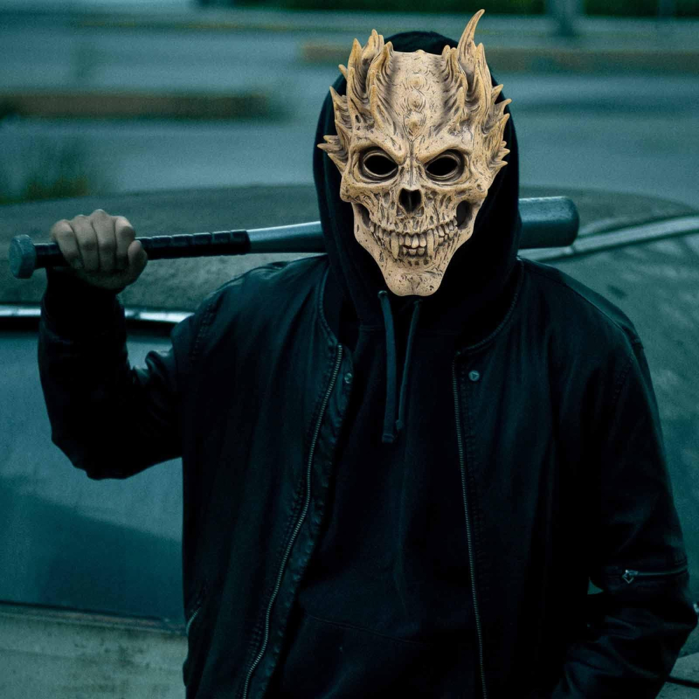 Masca demon craniu 3D latex full head pentru adulti cosplay Halloween [3]