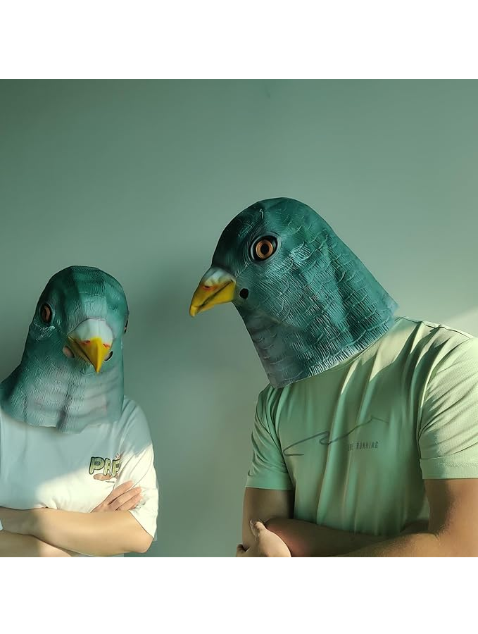 Mască Porumbel Gri din Latex, Masca Amuzantă pentru Halloween, Crăciun, Petreceri Cosplay și Decor [3]