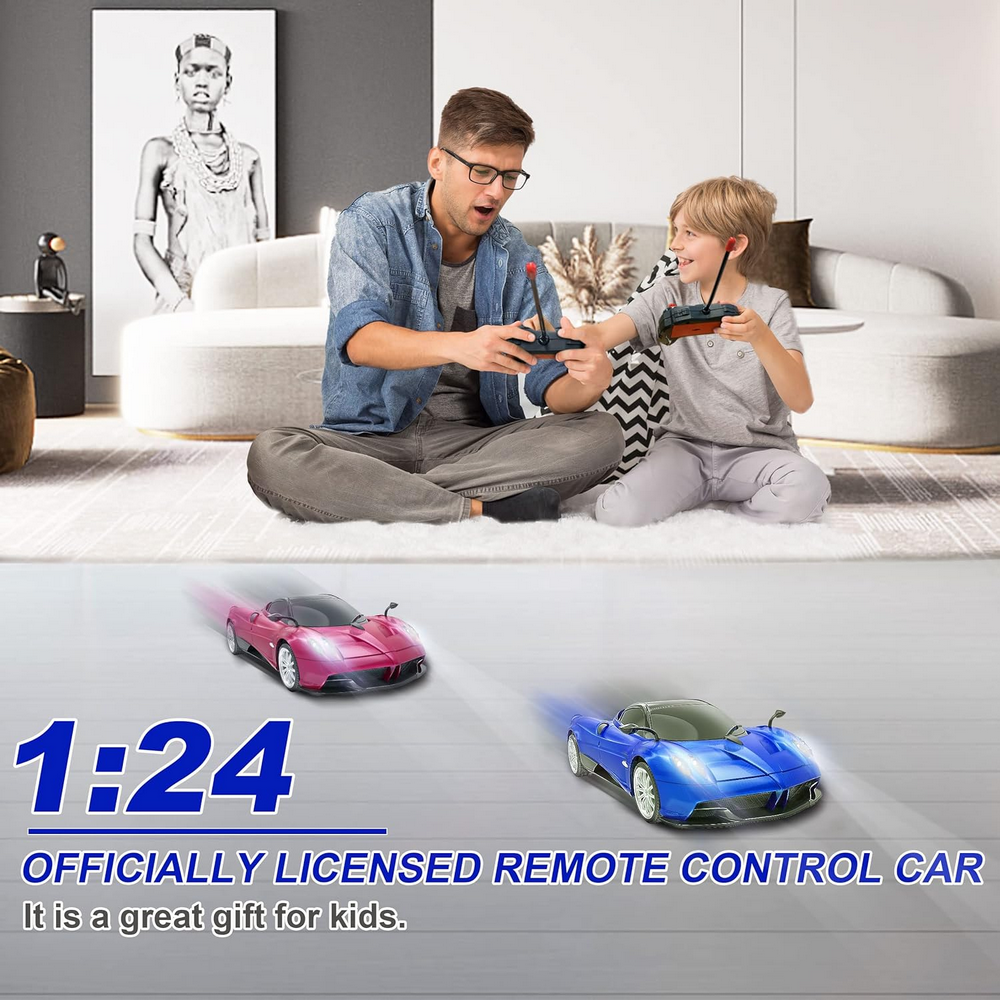 Mașinuță cu Telecomandă Pagani Huayra 1:24, Model Oficial Licențiat, Jucărie RC cu Lumini LED, Albastru [6]