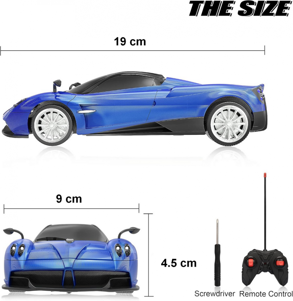 Mașinuță cu Telecomandă Pagani Huayra 1:24, Model Oficial Licențiat, Jucărie RC cu Lumini LED, Albastru [7]
