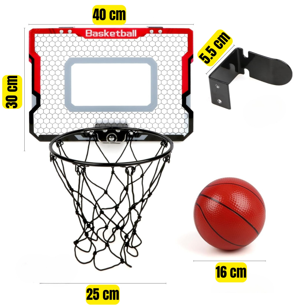 Mini Cos de Baschet de Interior si Exterior, Inel Metalic, Set 2 Mingi, Pompa si Kit complet de Montaj, Joc de Camera pentru Copii 3-12 ani [3]