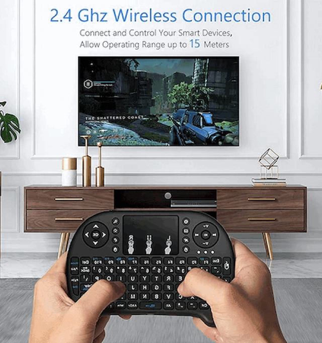 Mini Tastatura Wireless cu Touchpad, Iluminata 7 culori, cu acumulator Reincarcabila, pentru Smart TV Android box PC Laptop [3]