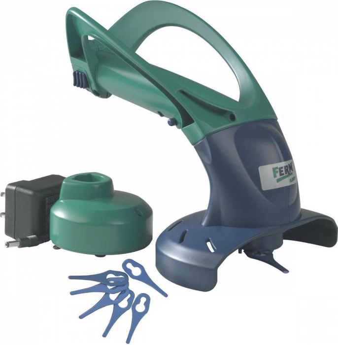 Mini trimmer de tuns iarba Ferm FHGT-6V, cadou acumulator de rezerva, autonomie 12 ore, verde [2]