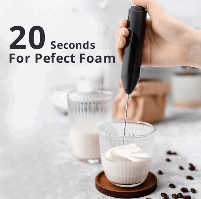 Mixer spuma lapte, electric cu baterii, bauturi calde/reci, maner izolat termic, otel inoxidabil, cu stand vertical, EASY Making Life Simple - KJBQ-4-BS, pentru latte, ciocolata calda, cappuccino, fra [6]