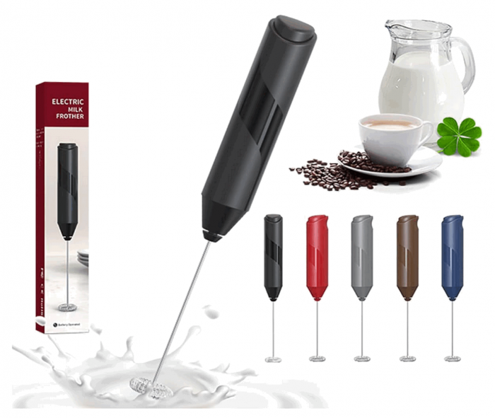 Mixer spuma lapte, electric cu baterii, bauturi calde/reci, maner izolat termic, otel inoxidabil, cu stand vertical, EASY Making Life Simple - KJBQ-4-BS, pentru latte, ciocolata calda, cappuccino, fra [3]