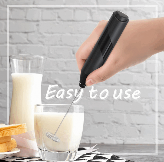 Mixer spuma lapte, electric cu baterii, bauturi calde/reci, maner izolat termic, otel inoxidabil, cu stand vertical, EASY Making Life Simple - KJBQ-4-BS, pentru latte, ciocolata calda, cappuccino, fra [7]
