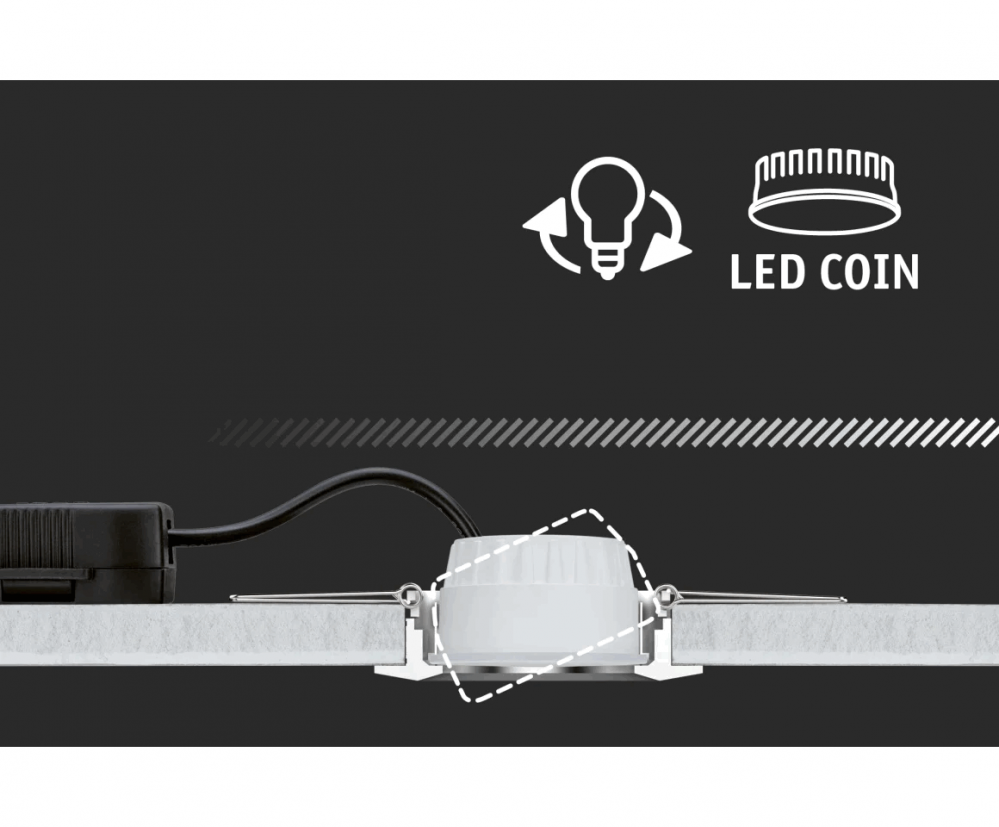 Modul dimabil, Paulmann LED Basic Coin 6,8W 415lm alb cald 2700K D49.5 T30 satinat [3]