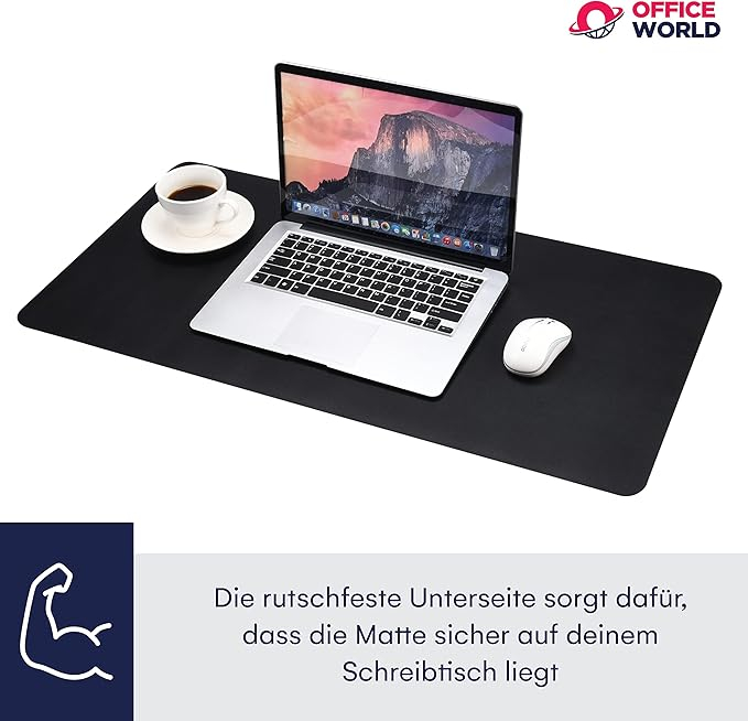 Mouse Pad și Protecție Birou OfficeWorld Range, Piele Ecologică & Plută, 80 x 40 cm, Față Dublă [4]