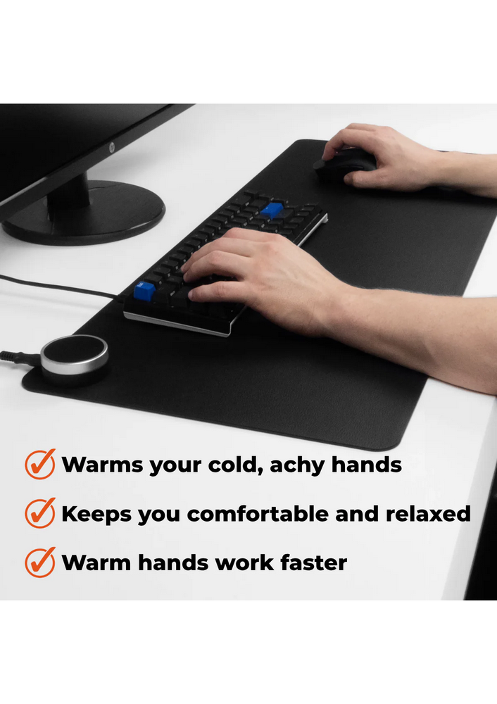 Mousepad Încălzit pentru Birou, 3 Trepte de Încălzire & Oprire Automată, din piele, negru [2]