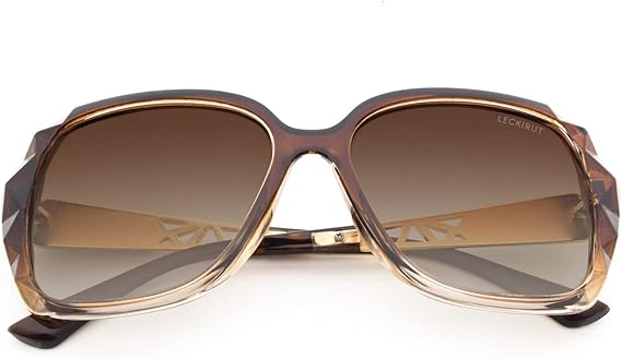 Ochelari de Soare Oversized Femei LECKIRUT, Polarizați, Protecție UV400, Rame Negre cu Cristale Decorative, Lentile Maro [6]