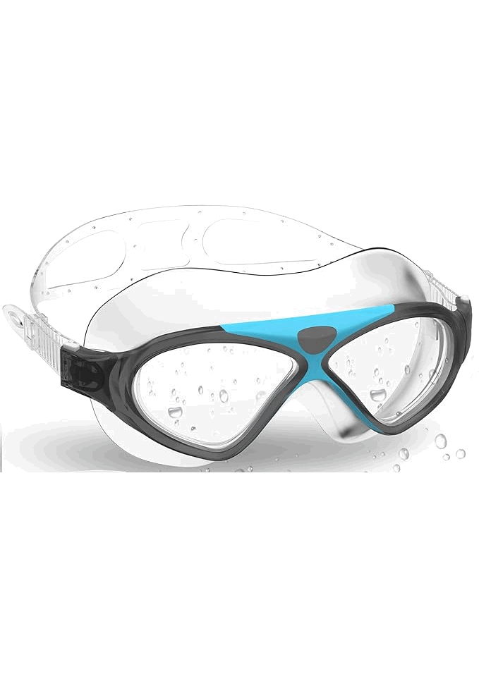 Ochelari inot profesionali, anti-aburire, protectie UV, lentila Mirror, dopuri urechi, cleste nas, cutie depozitare, Reglabili, Unisex, NegruAlbastru, X2ZEL [1]