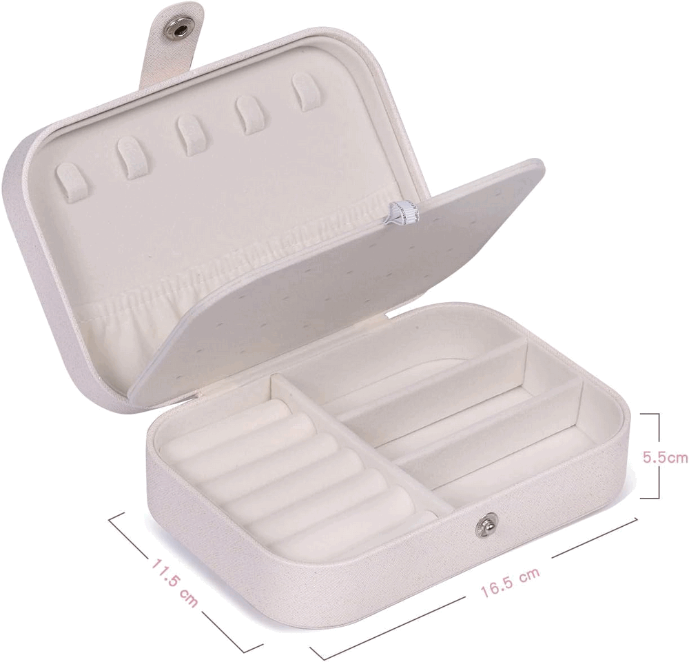 Organizator de bijuterii, dreptunghiular, compartimente detasabile, 16x11x5 cm, alb, 7EOL [3]