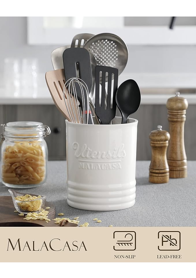 Organizator de Utensile de Bucătărie din Porțelan ALB 8Q49 [2]