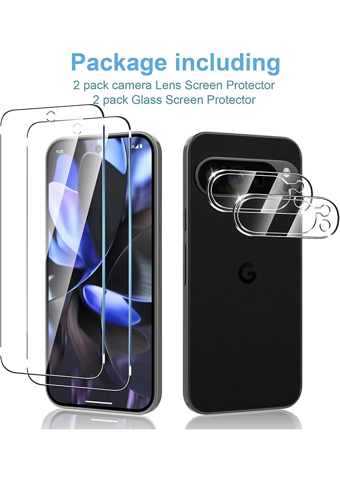 Pachet 2+2 protectie ecran si camera, Google Pixel 9 Pro, transparente, din sticla, Natbok [3]