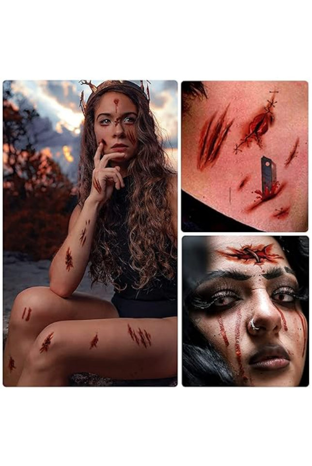 Pachet 20 de tatuaje temporare de Halloween, petreceri tematice, rosii si negre, Moinkerin - QI6Z [4]